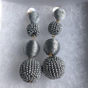 Silver Beaded and Thread Earings